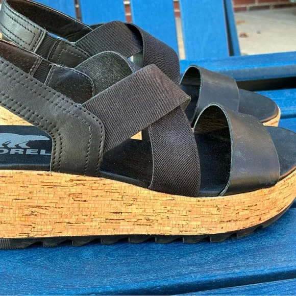 Sorel Black and Tan Platform Sandals - Picture 3 of 7